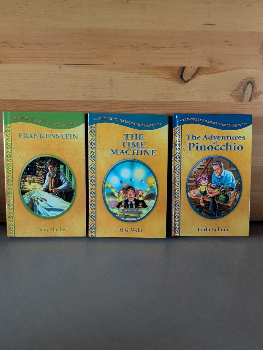 3 Modern Publishing, Frankenstein, Time Machine & The Adventures of Pinocchio.